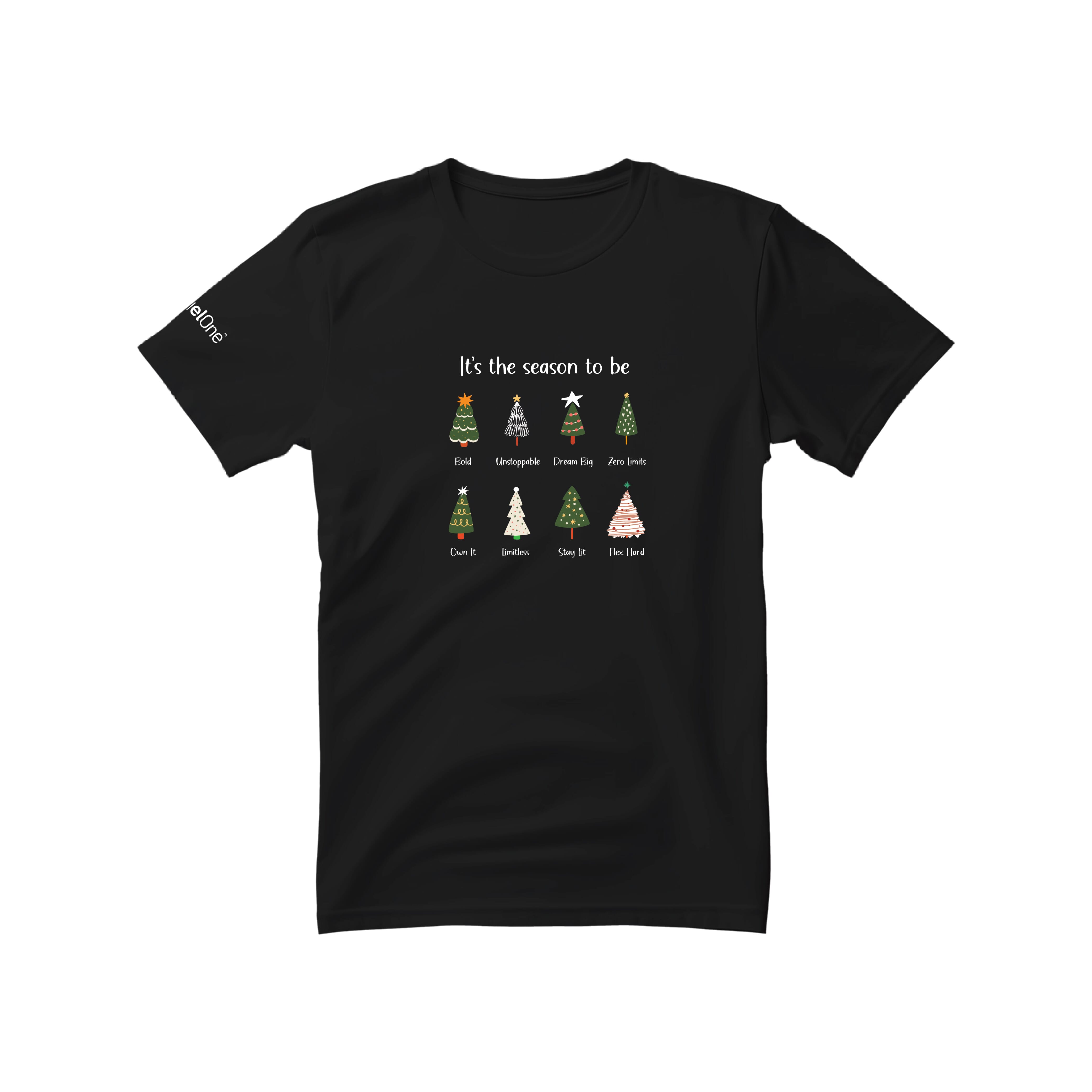 Kid's Christmas Round Neck T-shirt - Black